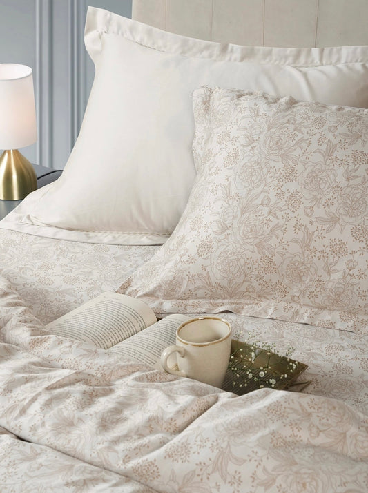 Luxe Home King Bedsheet, Solace|600 TC Cotton|4 Pillow Covers