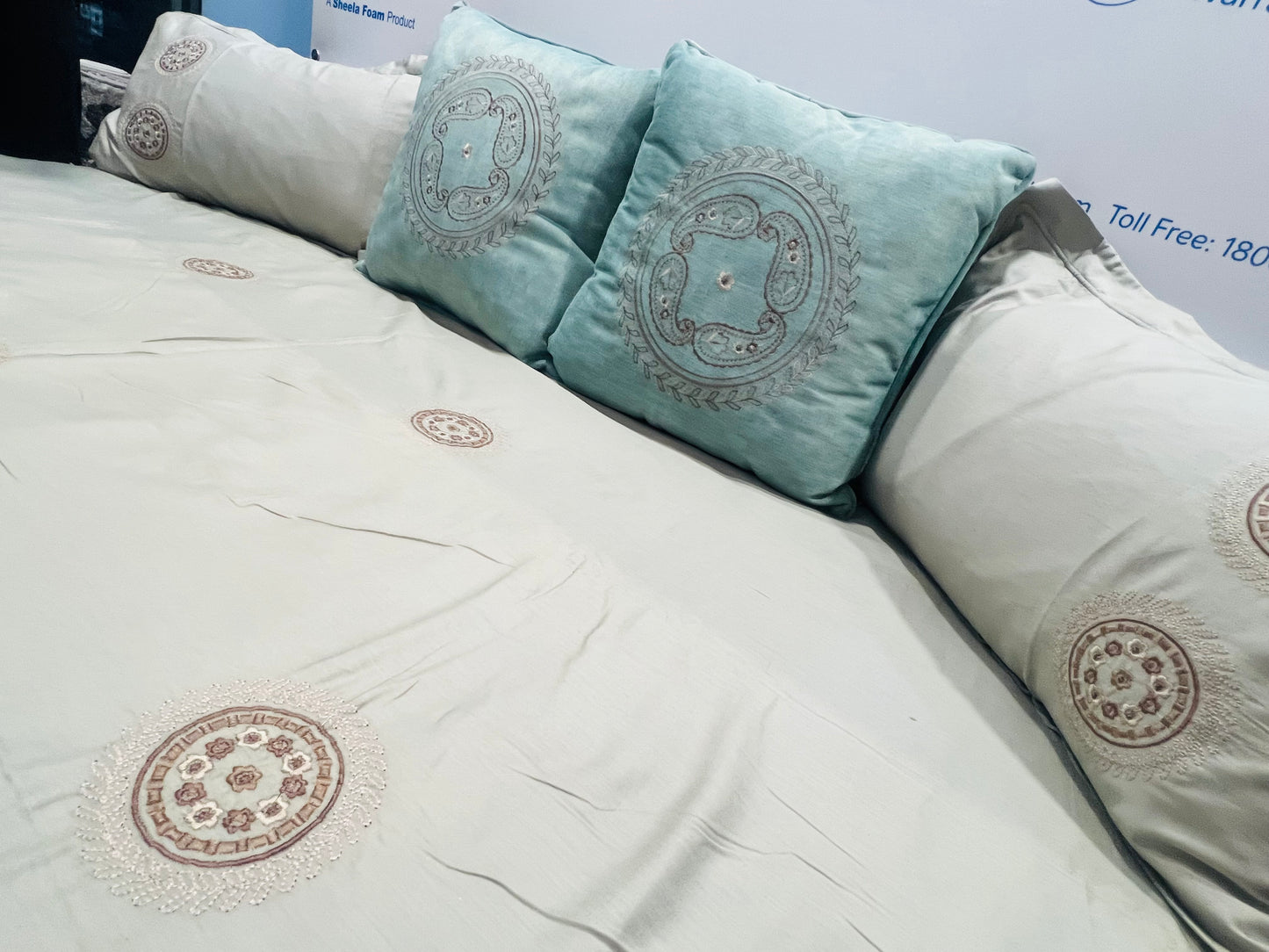 Embroidered Green Bedsheet set