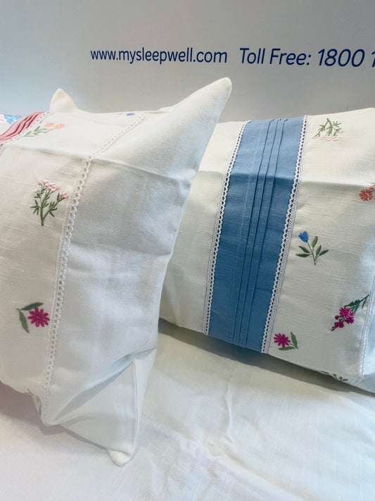 White Embroidered & Lace bedshee