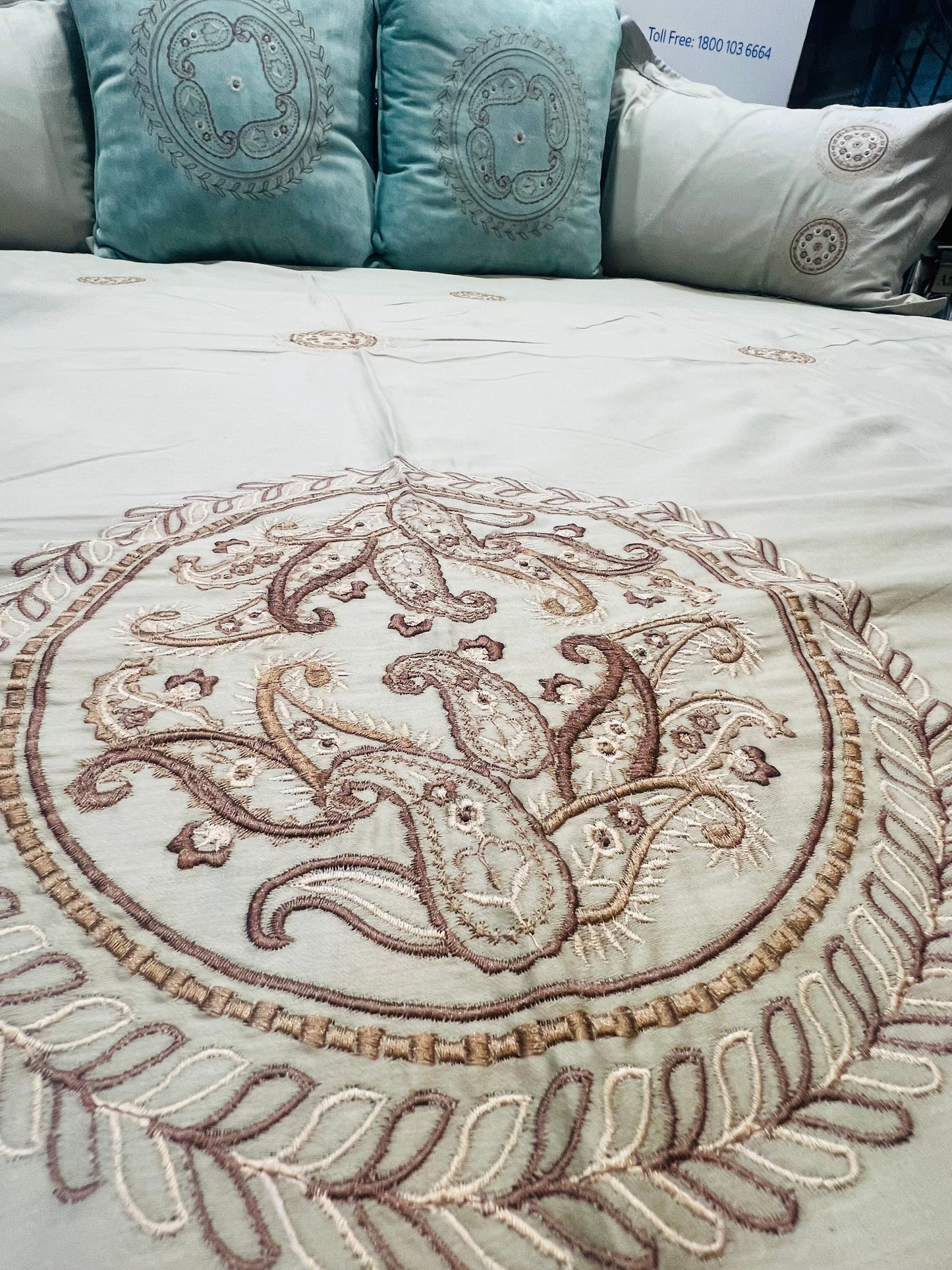 Embroidered Green Bedsheet set