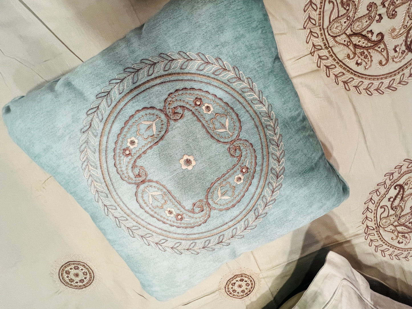 Embroidered Green Bedsheet set