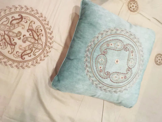 Embroidered Green Bedsheet set